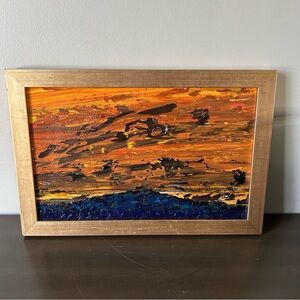Impasto Framed Painting Abstract Sunset Over Ocean by Bruce Baughman